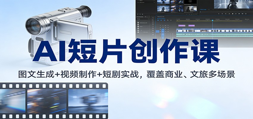 AI短片创作课：图文生成+ 视频制作+短剧实战，覆盖商业、 文旅多场景网络赚钱,项目资源网,副业资源网,兼职项目,网赚课程-副业赚钱-互联网创业-独家轻创IP大圣网创
